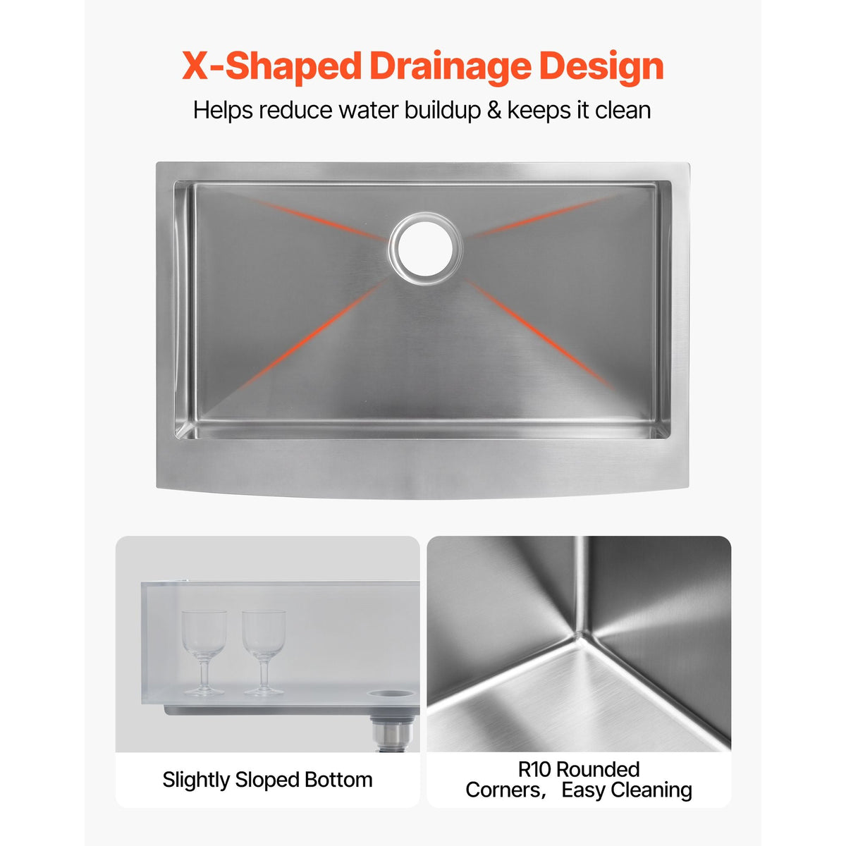 33-inch Kitchen Undermount Single Bowl Sinks, Stainless Steel Drop-In Farmhouse Basin with Accessories, Household Dishwasher Sinks for RV, Prep Kitchen, Laundry Room, Bar