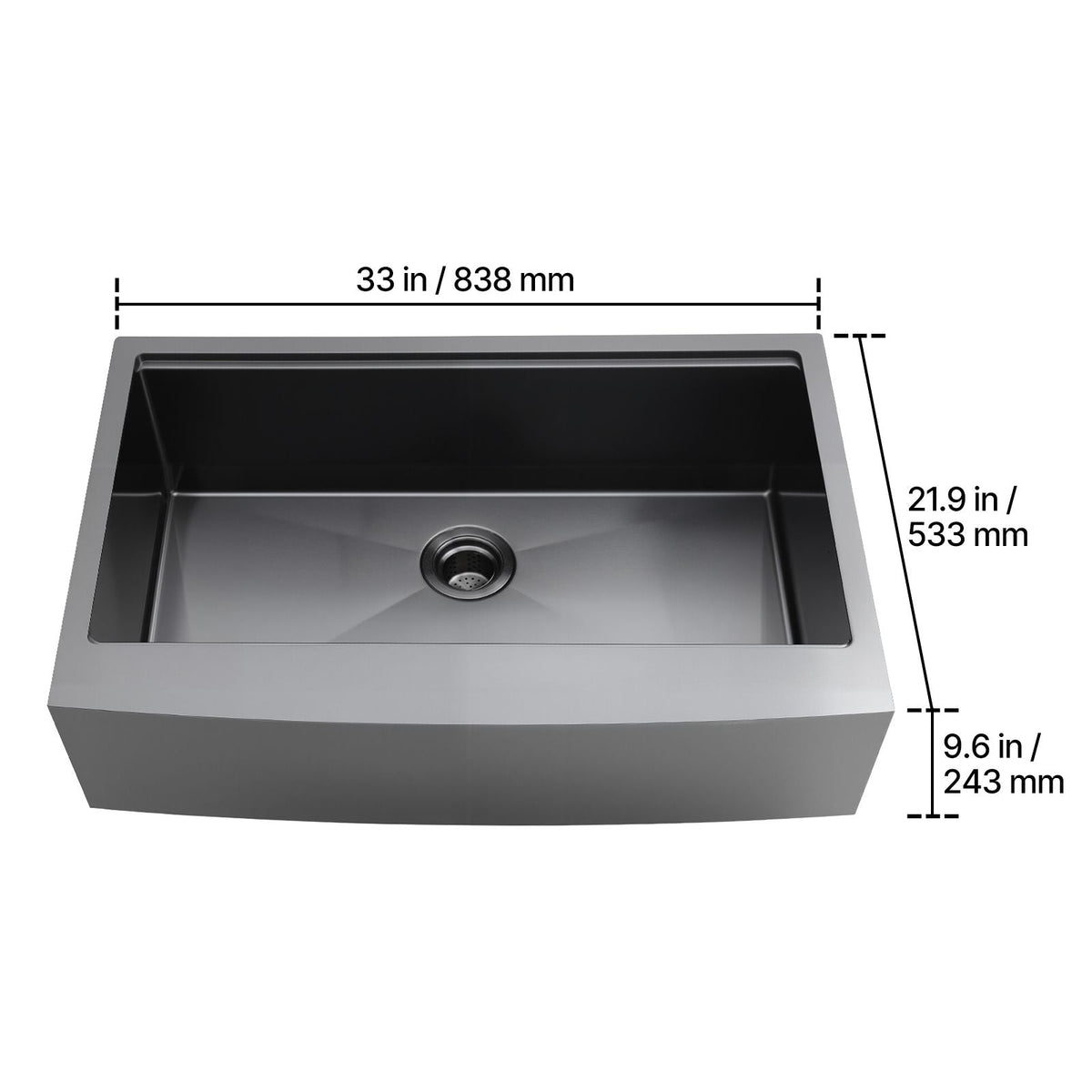33-inch Kitchen Undermount Single Bowl Sinks, Stainless Steel Drop-In Farmhouse Basin with Ledge & Accessories, Household Dishwasher Sinks for RV, Prep Kitchen, Laundry Room, Bar