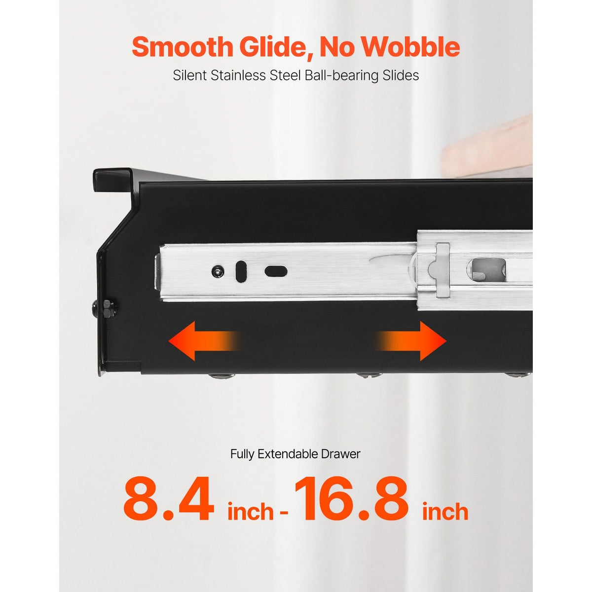 33" Wide Under Desk Drawer Slide Out, Under Desk Mounted Pull-out Drawer Attachment, Hidden Desktop Storage Organizer, Under Table Pencil Drawer for office Home Sit Stand Workstation, 33x9x4 in