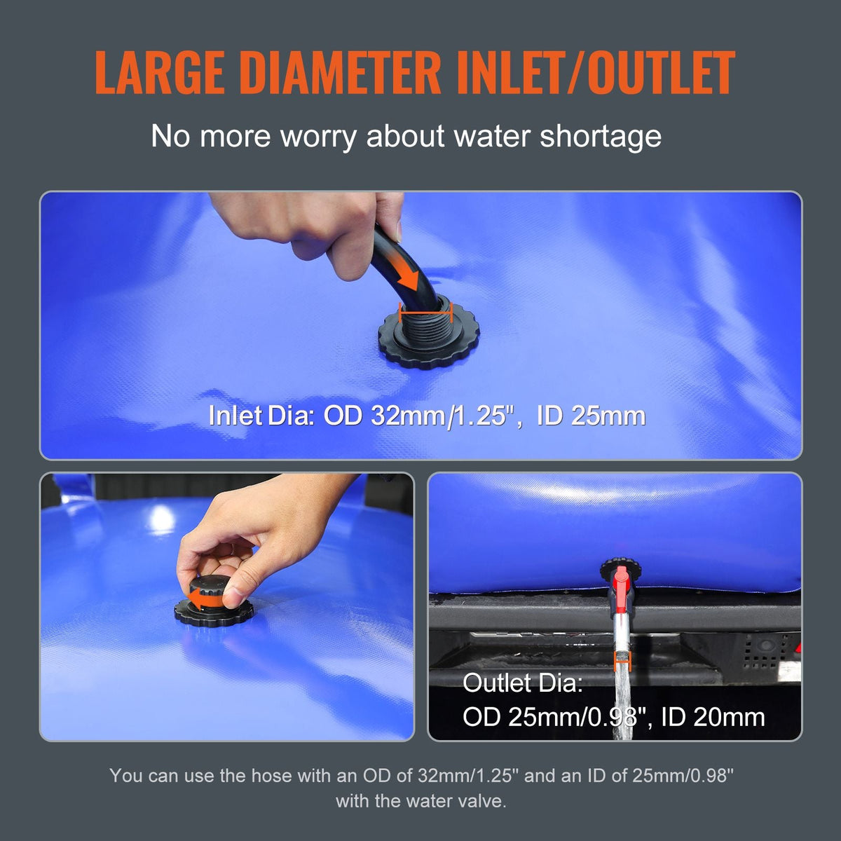 330L/87 Gallon Water Storage Bladder, RV Water Tank, 1000D Blue PVC Collapsible Water Storage Containers, Large Capacity Soft Water Bag, Portable Water Bladder, Fire Prevention, Camping