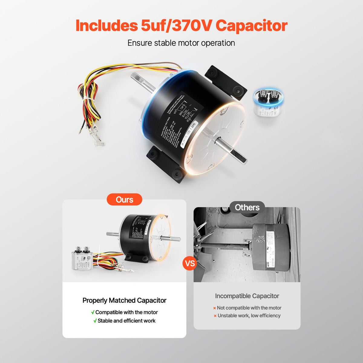3315332.005 RV AC Fan Motor Replacement Genteq F48AF70A61, Dometic Brisk Air II Fan Motor, Compatible with Dometic Brisk Air II B57915 B59516 B59146 B59186 - 1/4HP AC115V 3A 1650RPM (3 Speeds)
