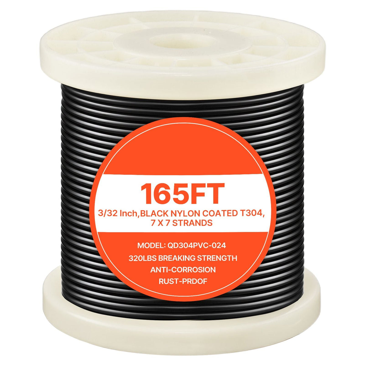 3/32 Inch Wire Rope Kit, 165 ft Length, 304 Stainless Steel Wire Cable, 450 lbs Breaking Strength, 7 x 7 Strands Construction, Steel Cable for Deck Railing System, Garden Trellis, String Lights