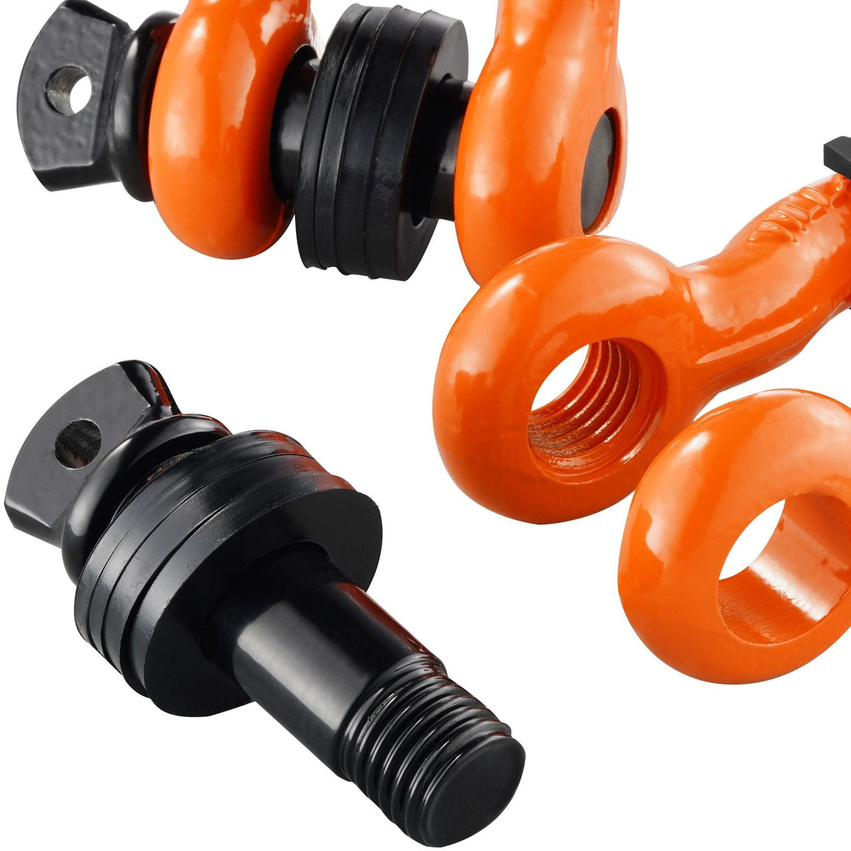 3/4" D-Ring Shackle, 2 Pack Alloy Steel Shackles 62832 lbs (28.5 Ton) Break Strength with 7/8" Screw Pin, Isolators & Washers, Heavy Duty Off Road Vehicle Recovery Shackle for Jeep Truck, Orange