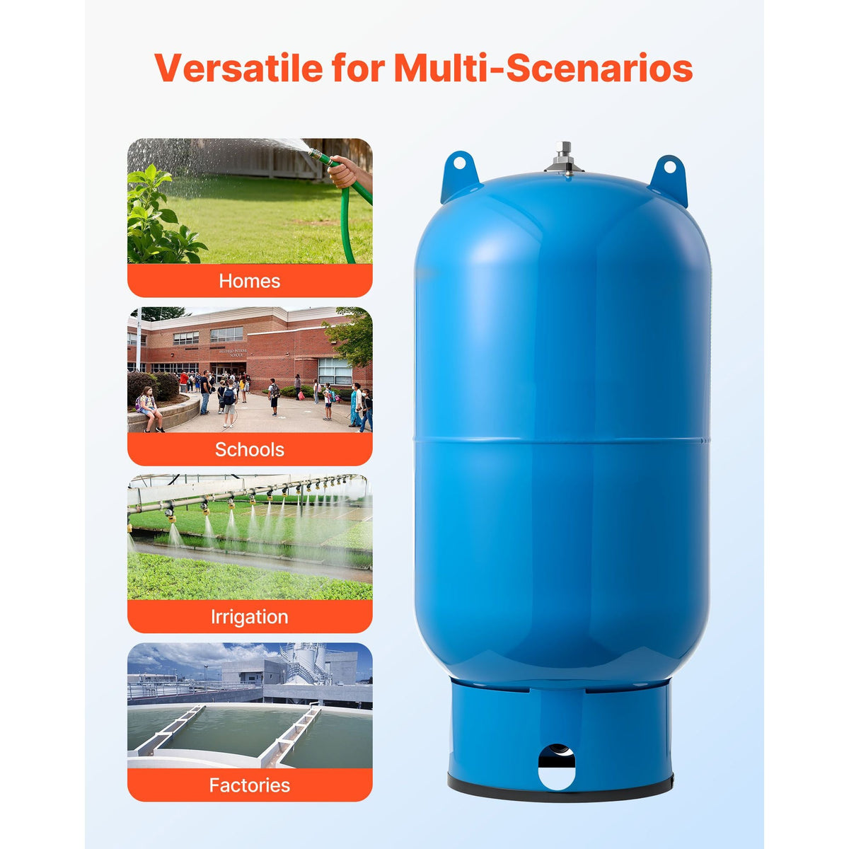 34-Gallon Vertical Well Pressure Tank, Pre-Charged Pressurized Water Tank for Well Pumps, Heavy-Duty Carbon Steel Water Storage Container for Home, School, Farm & Irrigation Systems