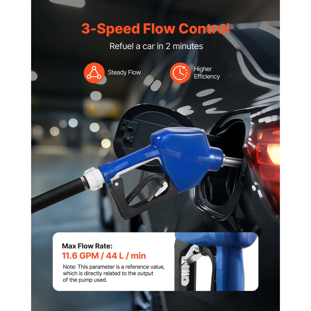 3/4-Inch Barb Diesel Exhaust Fluid Nozzle, Max Flow Rate 11.6 GPM, Auto Shut Off Dispenser Nozzle with 3-Speed Trigger Lock & 3/4-Inch (OD=19 mm) Spout, Used for Urea, Industrial Fluids, Blue