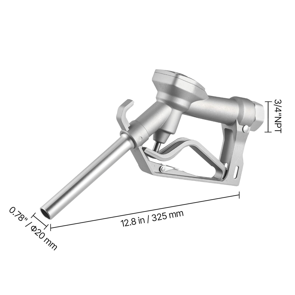3/4-Inch NPT Fuel Nozzle with 10 ft Hose, Max Flow Rate 22.7 GPM, Diesel Gas Pump Nozzle with 2-Speed Trigger Lock & 0.78 in (OD=20 mm) Spout Used for Gasoline, Diesel, Kerosene, Silver
