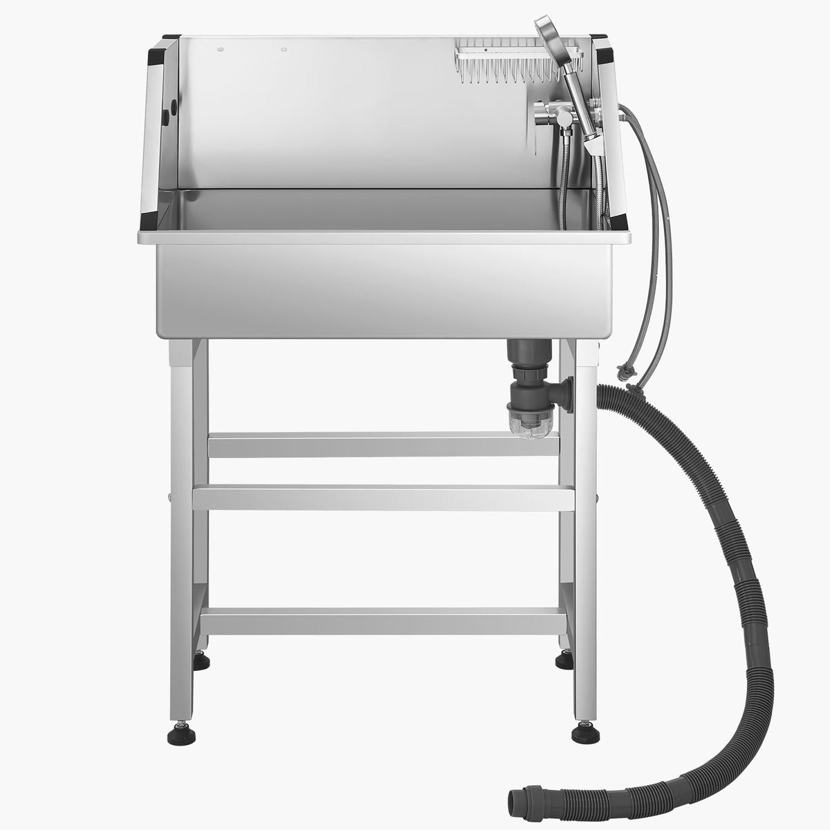 34 Inch Stainless Steel Dog Washing Station, Pet Grooming Tub with Hot & Cold Faucet, Showerhead, Storage Rack, No-Bend All-in-One Bathtub, Home Wash Sink, Fits Small Cats and Dogs
