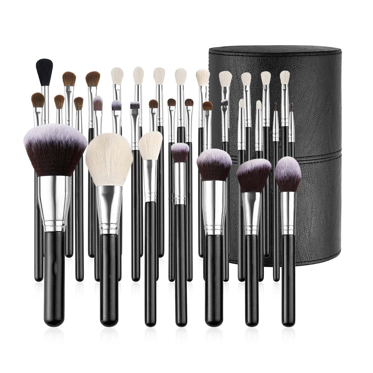 34-Piece Makeup Brush Set, Professional Brushes Kit for Foundation Blending Eyeshadow Concealer Blush - with Soft Bristles, Ergonomic Wood Handle, Travel-Friendly Case Included