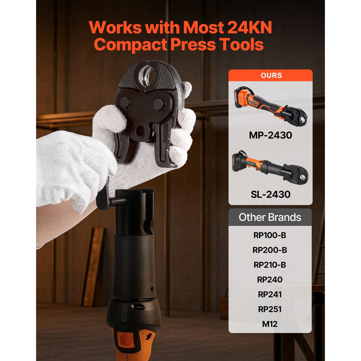 3/4" ProPress Jaw for Compact Series Press Tools, 52 HRC Hardened Steel Pressing Jaw - Compatible with 24KN Press Tools for Copper Pipes Connections