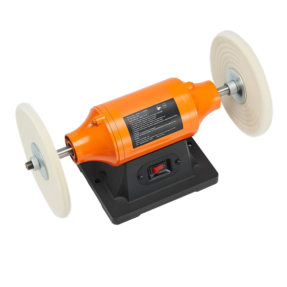 3/4HP Bench Buffer Polisher, 8-inch Bench Polishing Buffing Machine, 3450RPM Single Speed Benchtop Polisher with 2PCS Cloth Wheels & Cast Iron Base for Metal, Jewelry, Wood Polishing