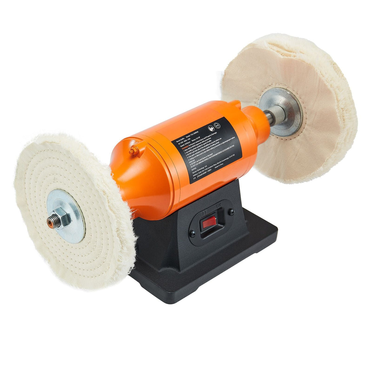 3/4HP Bench Buffer Polisher, 8-inch Bench Polishing Buffing Machine, 3450RPM Single Speed Benchtop Polisher with 2PCS Cloth Wheels & Cast Iron Base for Metal, Jewelry, Wood Polishing