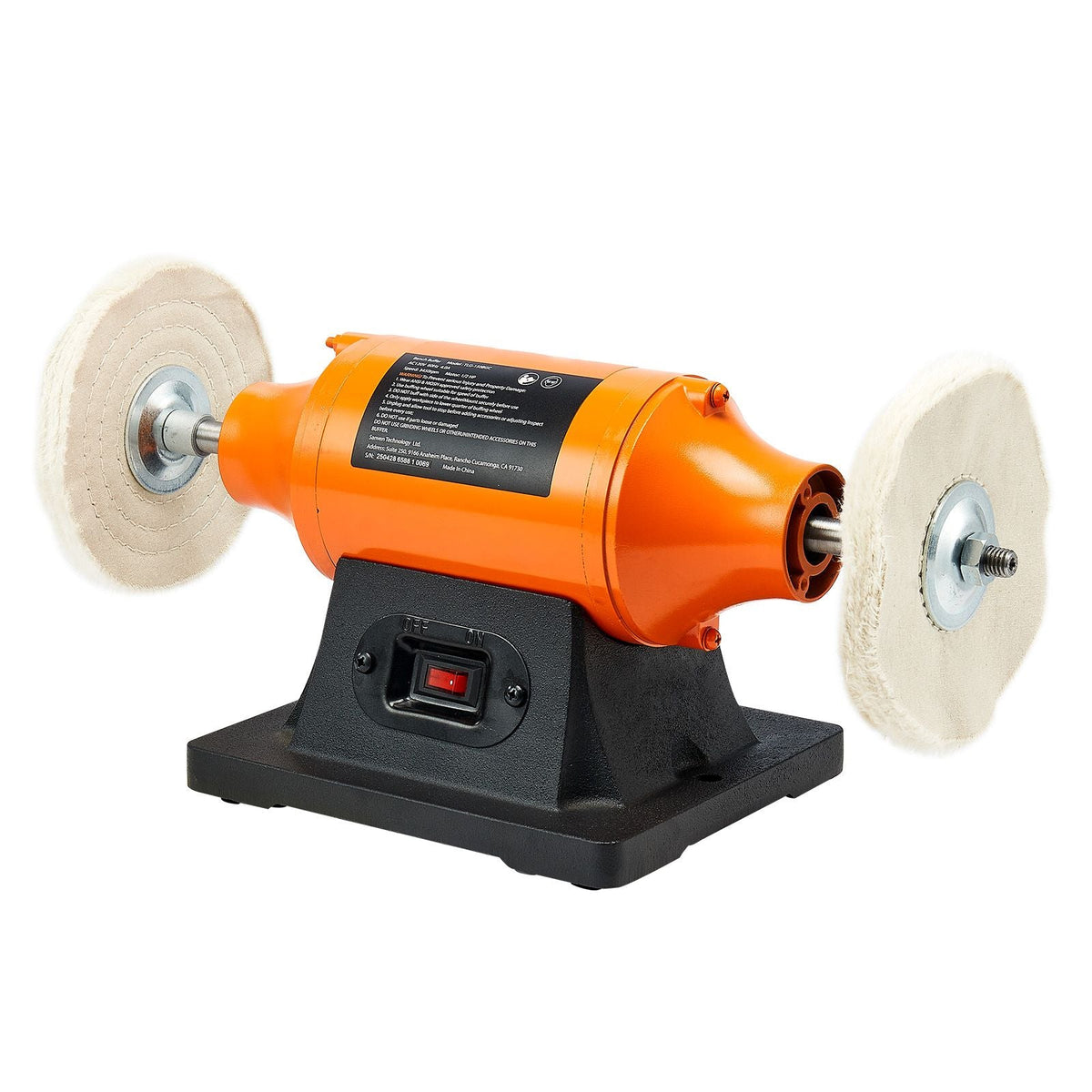 3/4HP Bench Buffer Polisher, 8-inch Bench Polishing Buffing Machine, 3450RPM Single Speed Benchtop Polisher with 2PCS Cloth Wheels & Cast Iron Base for Metal, Jewelry, Wood Polishing