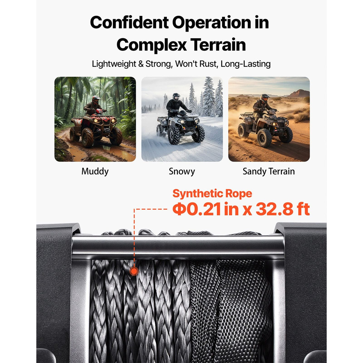 3500 lbs Electric Winch, 12V DC ATV/UTV Winch with Φ0.21 in x 32.8 ft Synthetic Rope & Wired Remote Control, IP55 Waterproof, Aluminum Housing Fairlead Mount Plate for Towing ATV, Black