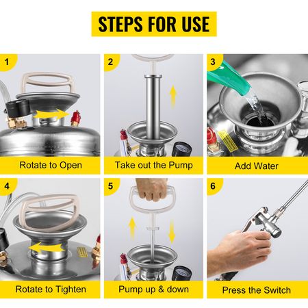 3.5Gal Stainless Steel Sprayer,l Set with 20\" Wand& Handle& 3FT Reinforced Hose, Hand Pump Sprayer with Pressure Gauge&Safety Valve, Adjustable Nozzle Suitable for Gardening& Sanitizing