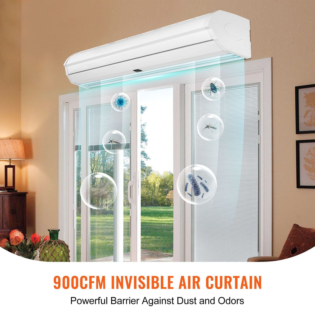 36" Commercial Indoor Air Curtain Super Power 2 Speeds 900CFM, Wall Mounted Air Curtains for Doors, Indoor Over Door Fan with Heavy Duty Limit Switch, Easy-Install 110V Unheated