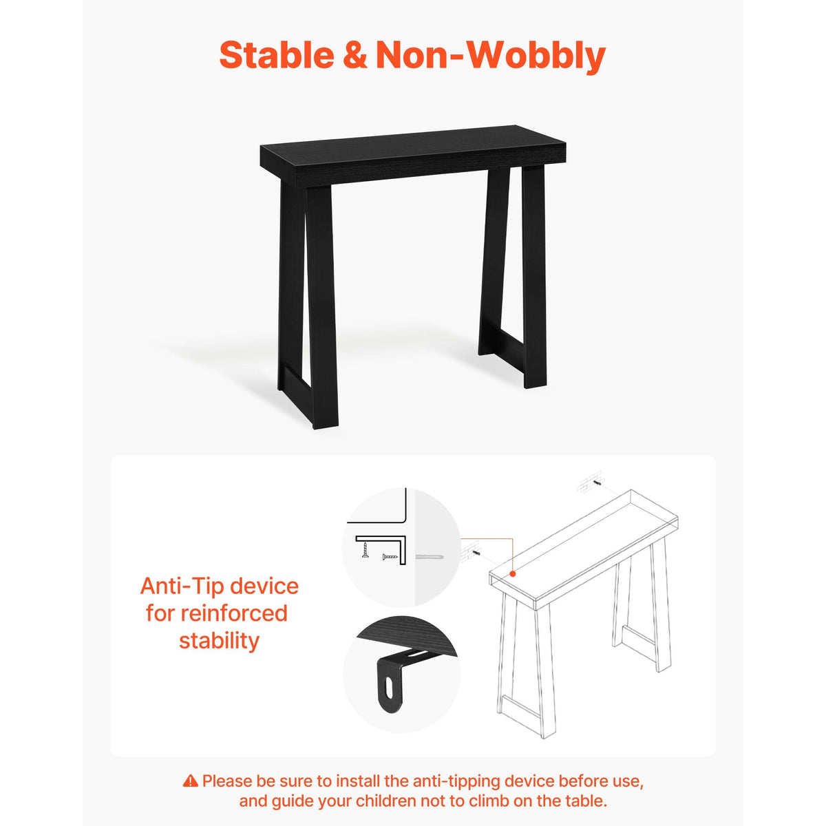 36 in Console Table, Modern Desk Behind the Couch, Wooden Rectangle Entrance Desk, Narrow Long Sofa Table Accent Stand, Ideal for Hallway, Bedroom, Living Room, Foyer, Easy Assembly, Black