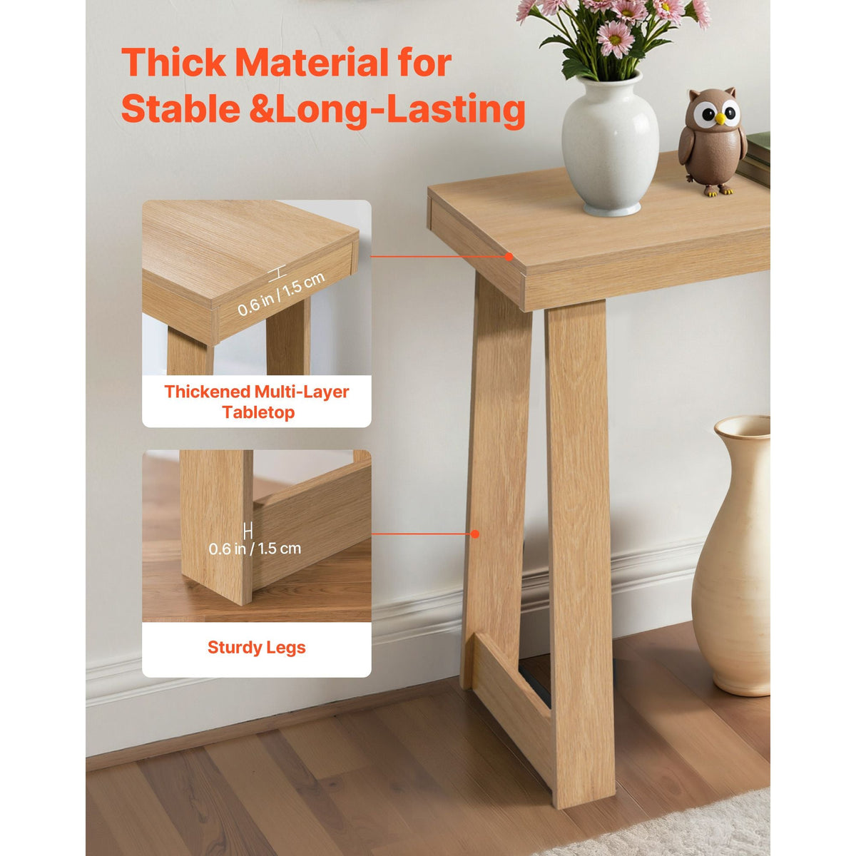 36 in Console Table, Modern Desk Behind the Couch, Wooden Rectangle Entrance Desk, Narrow Long Sofa Table Accent Stand, Ideal for Hallway, Bedroom, Living Room, Foyer, Easy Assembly, Burlywood