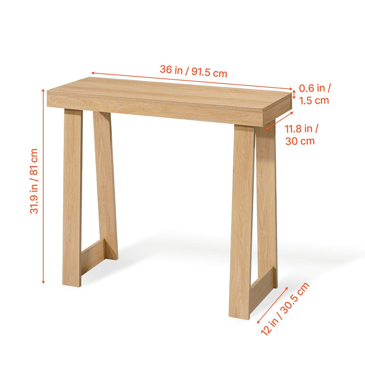 36 in Console Table, Modern Desk Behind the Couch, Wooden Rectangle Entrance Desk, Narrow Long Sofa Table Accent Stand, Ideal for Hallway, Bedroom, Living Room, Foyer, Easy Assembly, Burlywood