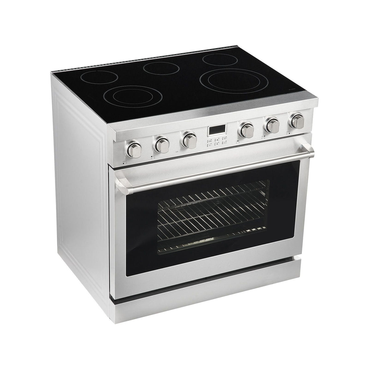 36 in Electric Range Oven, 6.0 Cu. Ft. Capacity Compact Freestanding Oven, Stainless Steel Kitchen Stove, with 5 Burners, Digital Screen Button Control, Easy Reach Racks for RV(No Power Cord)