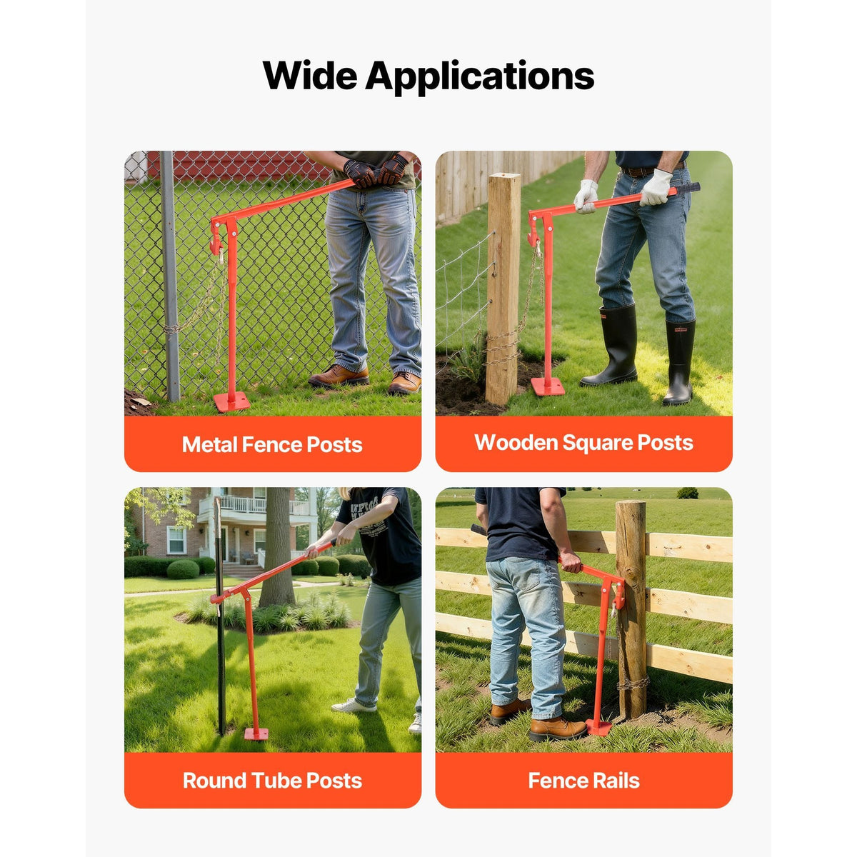 36 in T Post Puller, Heavy Duty Steel Fence Post Puller, 660lb Load Capacity, Labor-Saving T-Post Remover Tool for Round Fence Posts, Sign Posts & Tree Stumps, Lifting Chain Not Included