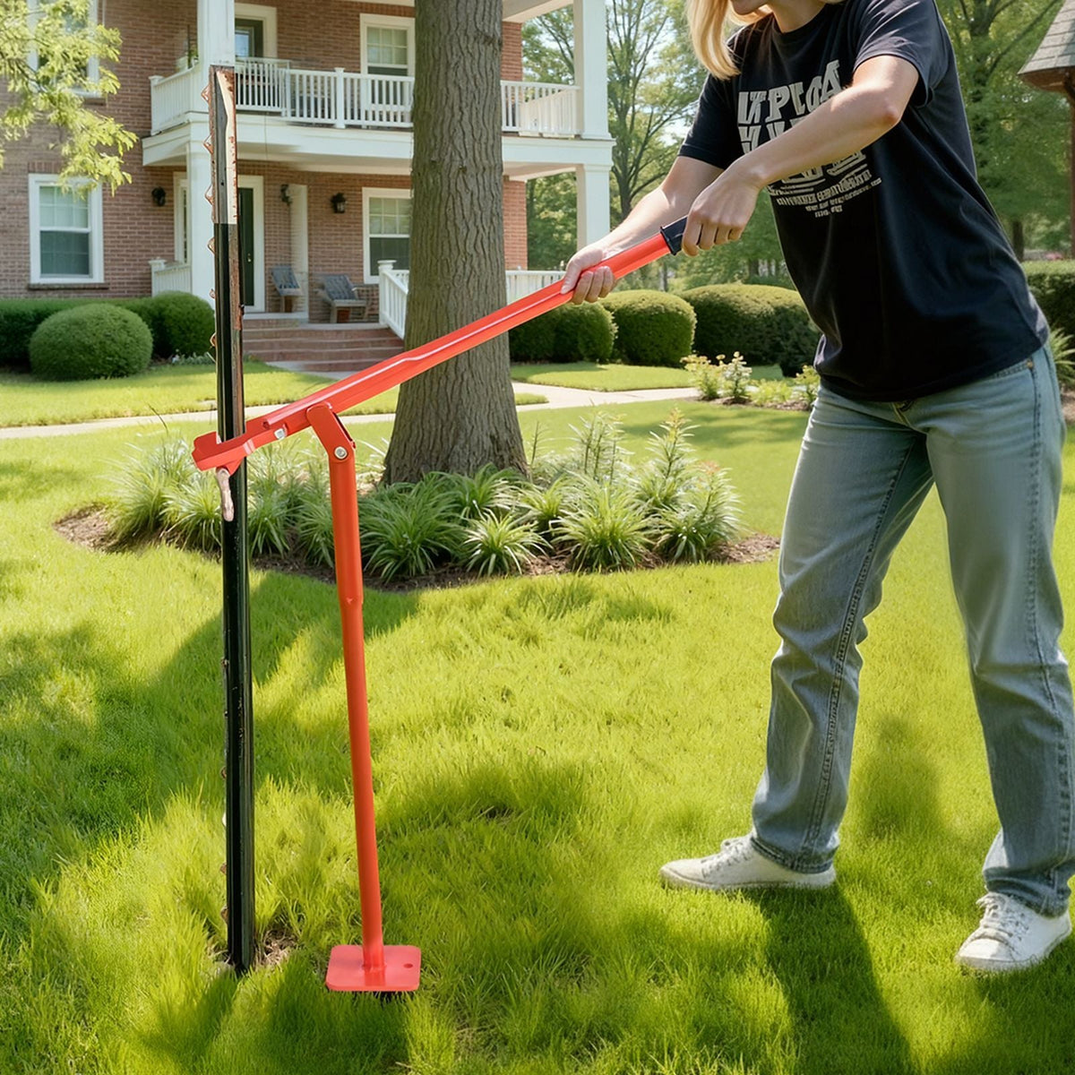 36 in T Post Puller, Heavy Duty Steel Fence Post Puller, 660lb Load Capacity, Labor-Saving T-Post Remover Tool for Round Fence Posts, Sign Posts & Tree Stumps, Lifting Chain Not Included