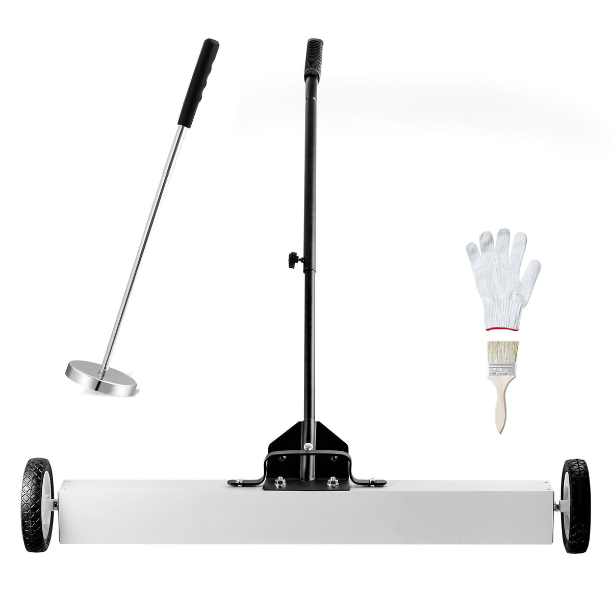 36-Inch Magnetic Sweeper with Wheels, 55 lbs Capacity, with Telescoping Magnetic Pickup Tool, Adjustable Handle, Magnetic Pickup Sweeper to Pick Up Nails and Screws, for Workshop, Garage, Yard