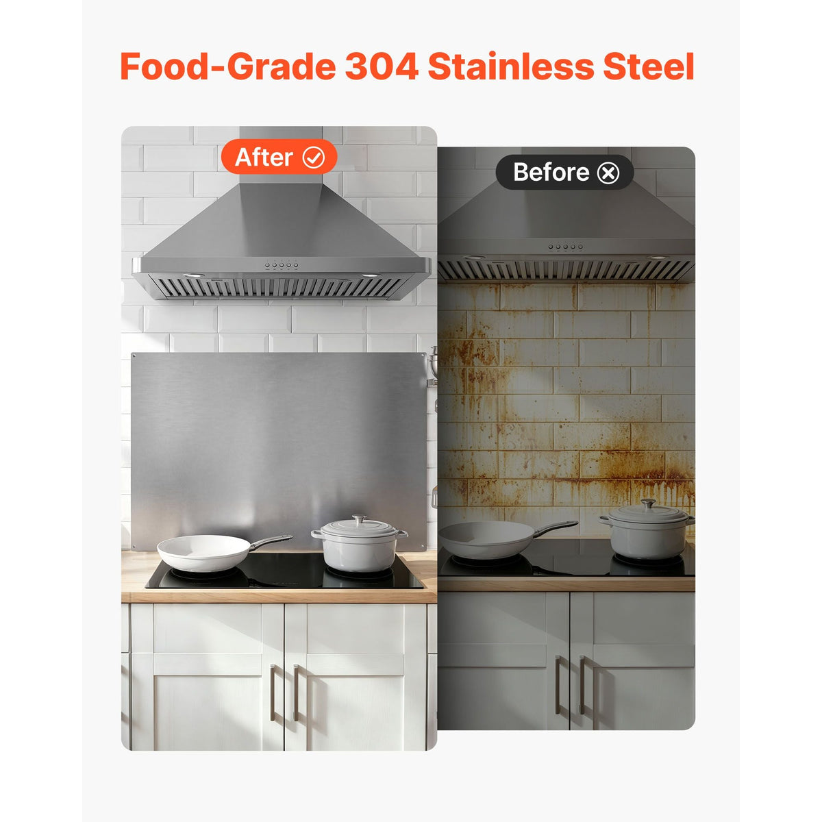 36" x 24" Stainless Steel Backsplash for Stove, Ultra Flat Splatter Guard, Wall Shield Range Hood Backsplash, Easy Clean Kitchen Wall Metal Panel, Pre-Drilled Holes for Easy Installation, Silver