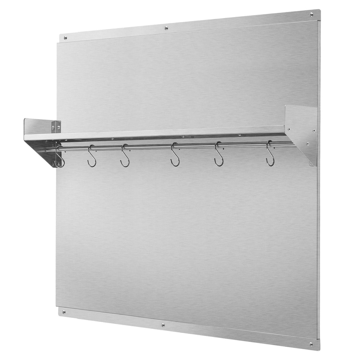 36" x 30" Stainless Steel Backsplash for Stove, Ultra Flat Splatter Guard with Storage Shelf & Hanging Rack, Wall Shield Range Hood Panel, Easy Clean, Pre-Drilled Holes for Easy Installation