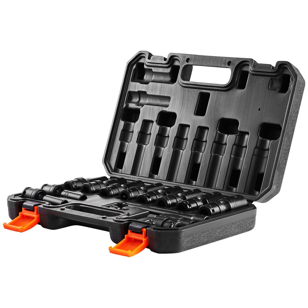 360 Degree Swivel Impact Socket Set, 3/8" Socket Set 14PCS Deep Universal Metric 10-19mm, 6 Point Cr-Mo Alloy Steel for Auto Repair, Easy-to-Read Size Markings, Rugged Construction, Storage Case