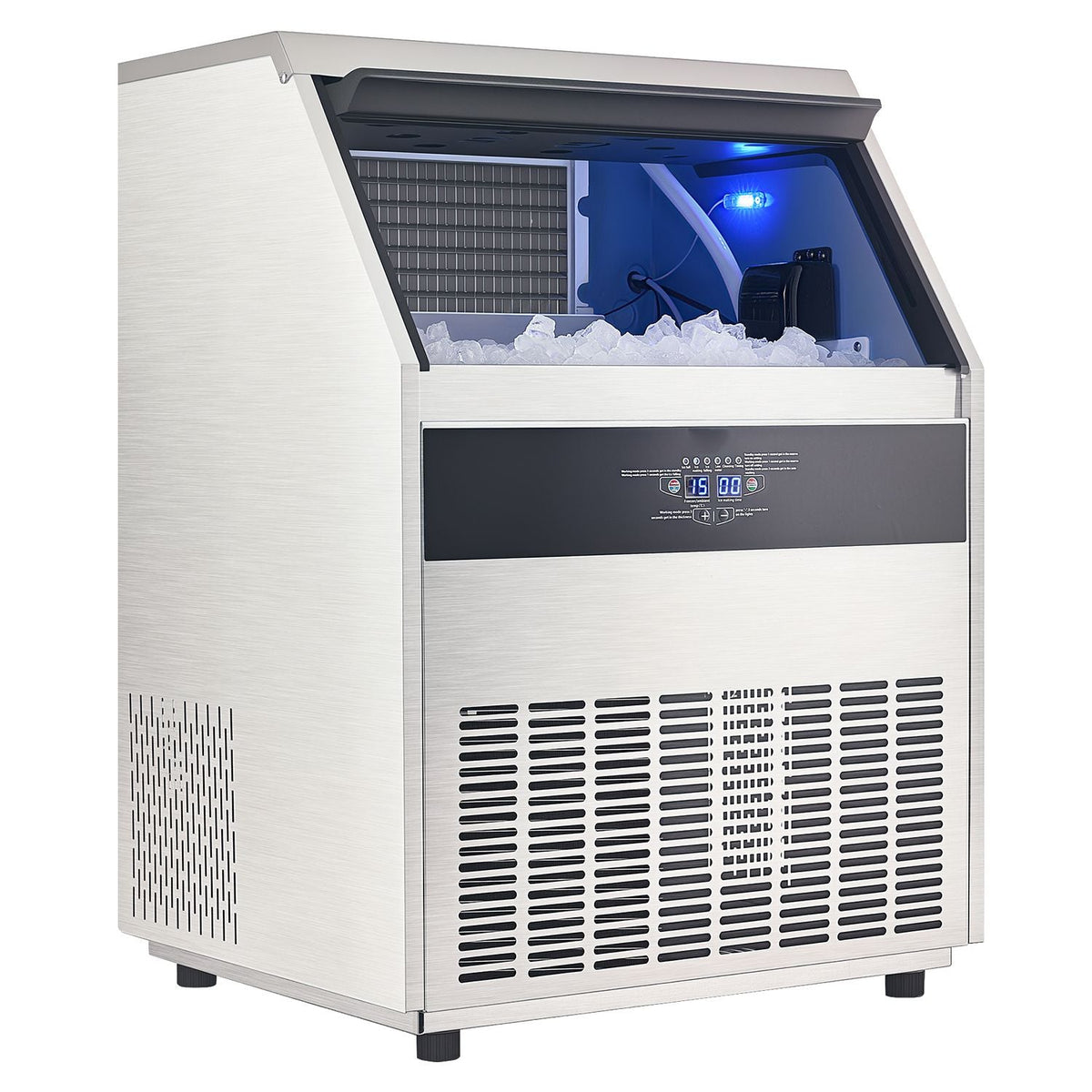 360lbs/24H Commercial Ice Maker Machine, 88lbs Storage Capacity Ice Maker with Drain Pump, 160 Ice Cubes in 15 Minutes, LED Digital Display Freestanding Self-Cleaning for Bar Office Restaurant