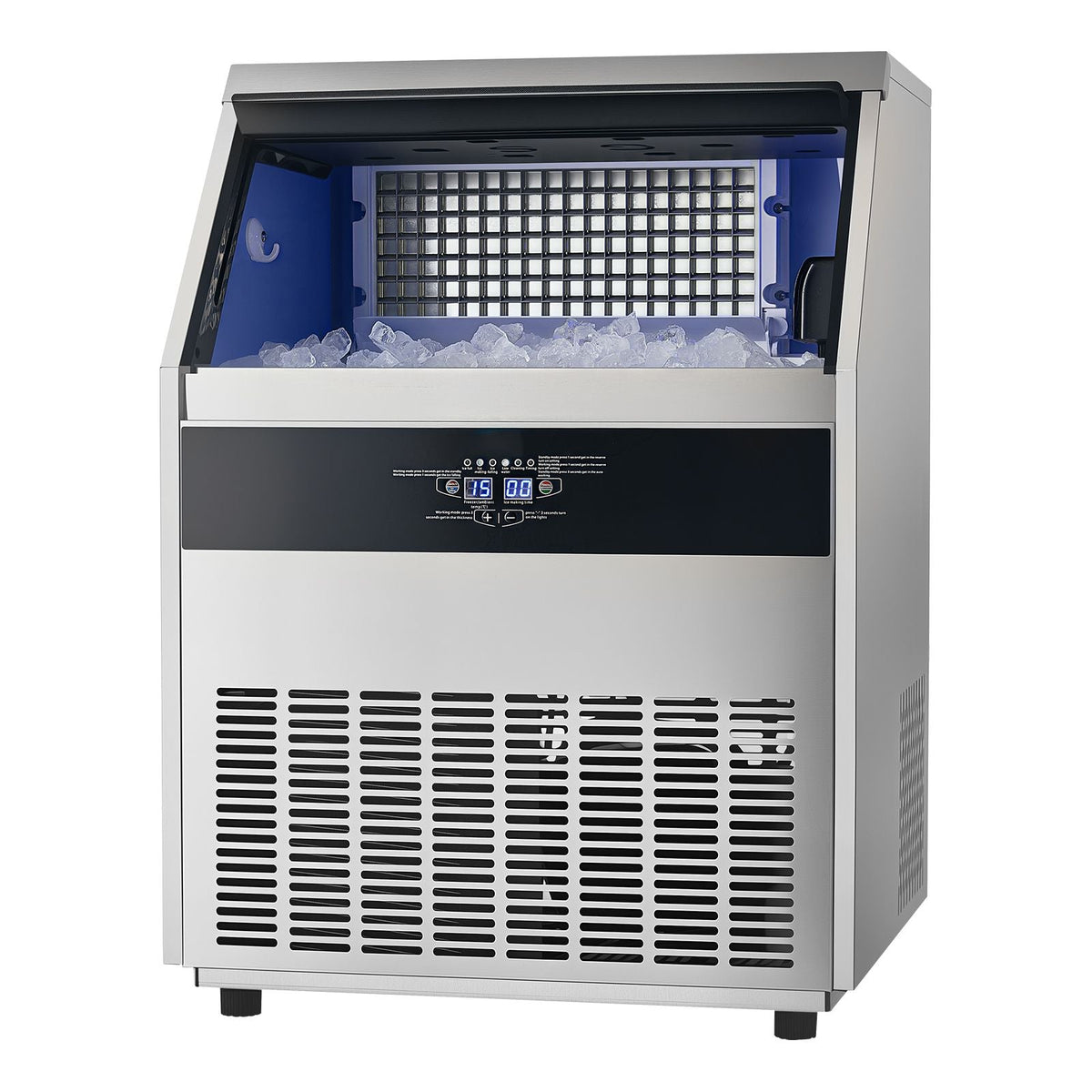 360lbs/24H Commercial Ice Maker Machine, 88lbs Storage Capacity Ice Maker with Drain Pump, 160 Ice Cubes in 15 Minutes, LED Digital Display Freestanding Self-Cleaning for Bar Office Restaurant