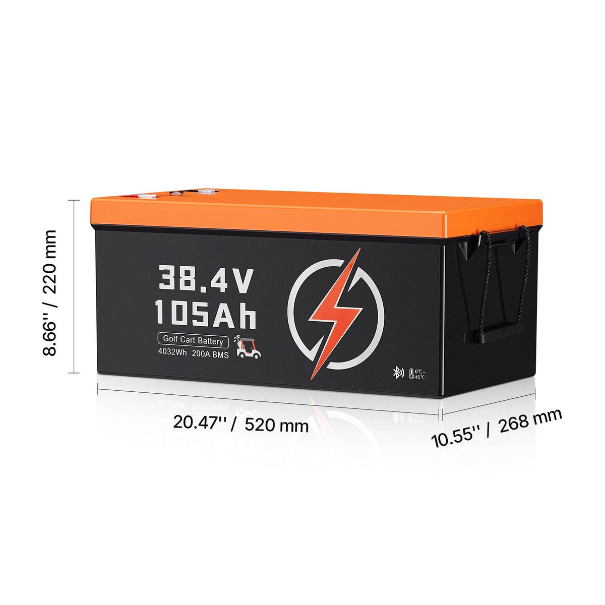 36V 105Ah Golf Cart Lithium Battery, 36 Volt Golf Cart Battery with 200A BMS, LCD Monitor and Mobile APP, LiFePO4 Battery with 600A Peak Current, ABS Shell and 4000+ Cycles, for Golf Carts