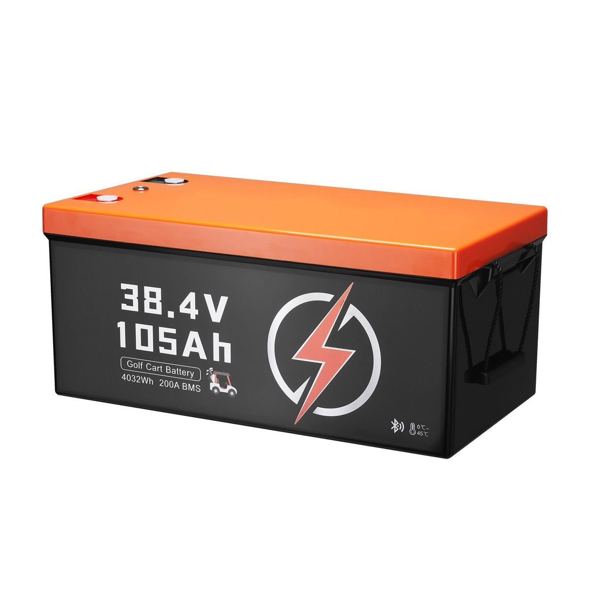36V 105Ah Golf Cart Lithium Battery, 36 Volt Golf Cart Battery with 200A BMS, LCD Monitor and Mobile APP, LiFePO4 Battery with 600A Peak Current, ABS Shell and 4000+ Cycles, for Golf Carts