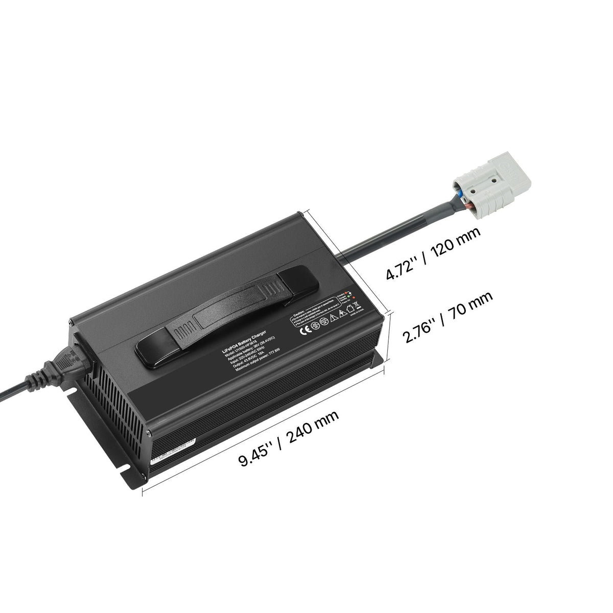 36V 18A Lithium Battery Charger, 43.8V, AC-DC LiFePO4 Smart Charger, with Anderson Connector, LED Indicator, 0V Activation, for Lithium LiFePO4 Deep Cycle Rechargeable Batteries of Boat, RV