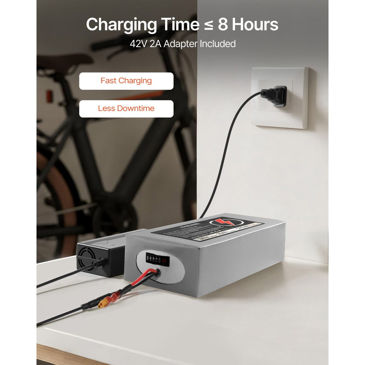 36V Electric Scooter Battery, 16Ah, Ebike Lithium Battery Pack with 30A BMS, Charger, T-Plug Expansion Cable, 500+ Cycles, Compatible with 2880W Motors, for Electric Bikes Bicycles, Scooters