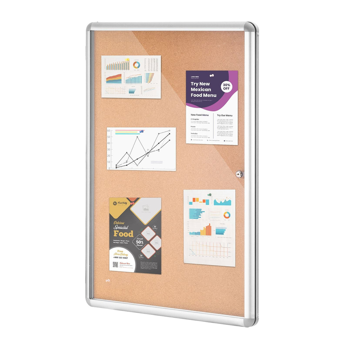 36"x24" Enclosed Cork Board with Aluminum Frame – Lockable Bulletin Board with Acrylic Door & 2 Keys – Weather-Resistant Wall Display Case for School, Home, Office