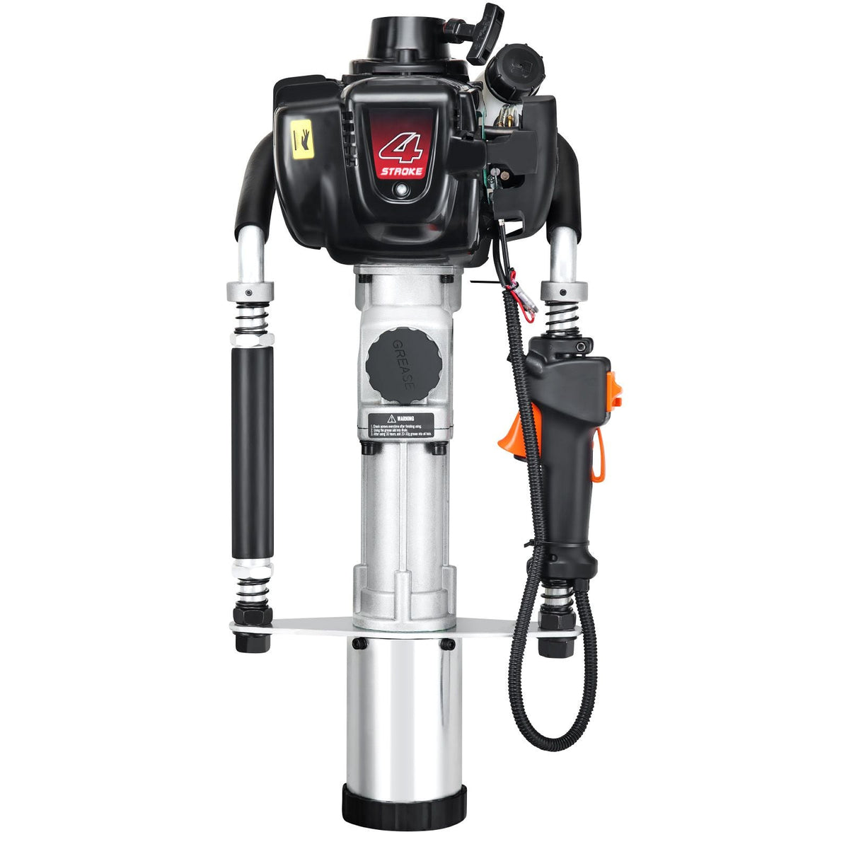 37.77cc Gas-Powered T Post Driver, 4-Stroke Engine Gasoline Fence Piling Pounder, with 3 Post Driving Head(45/55/88 mm) , 1000W Portable Piledriver For Farm, Ranch Fencing, Road Improvements