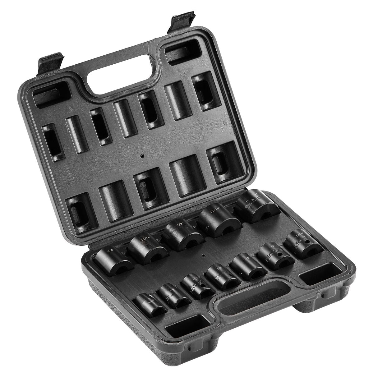 3/8" Drive Impact Socket Set, 12 Piece Shallow Socket Set SAE 5/16"-1", 6 Point Cr-Mo Alloy Steel for Auto Repair, Easy-to-Read Size Markings, Rugged Construction, Includes Storage Case