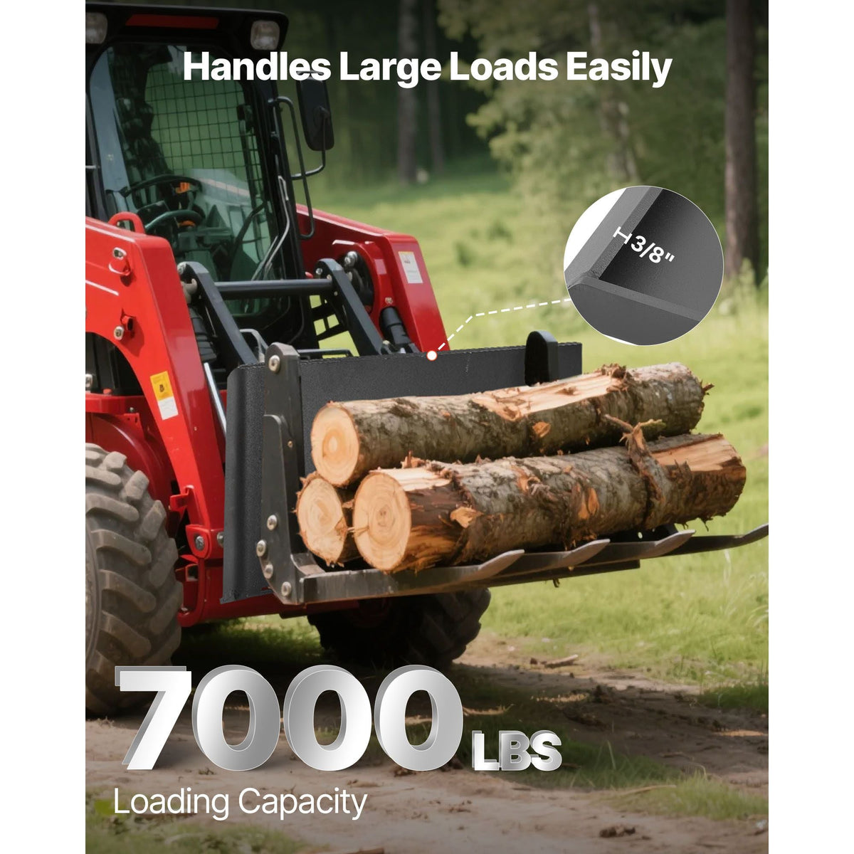 3/8 in Skid Steer Mount Plate, Universal Quick Attach Mount Plate, Easy to Bolt, 7000lbs Load Capacity, Heavy Duty Steel Loader Plates Compatible with Kubota Bobcat Skid Steers & Tractors