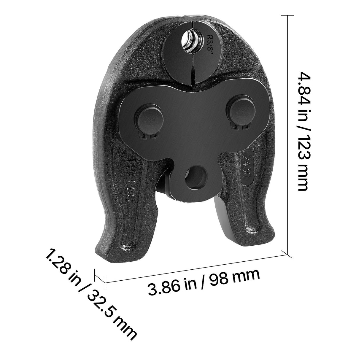 3/8" Press Jaw for Compact Series Press Tools, 52 HRC Hardened Steel Pressing Jaw for High Pressure HVAC/R Applications - Compatible with 24KN Press Tools for RLS Copper Pipes Connections