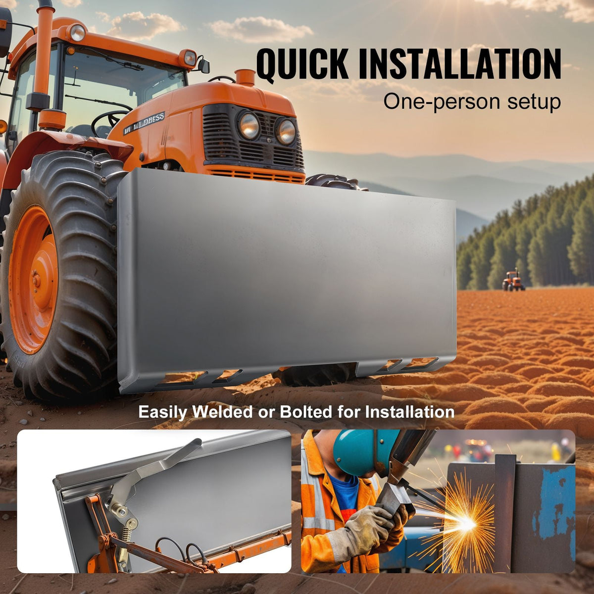 3/8" Skid Steer Attachment Plate, Universal Quick Attach Plate, Skid Steer Mount Plate, Quick Attachment Loader Plate Compatible with Deere, Kubota, Bobcat, Mahindra Skid Steers and Tractors