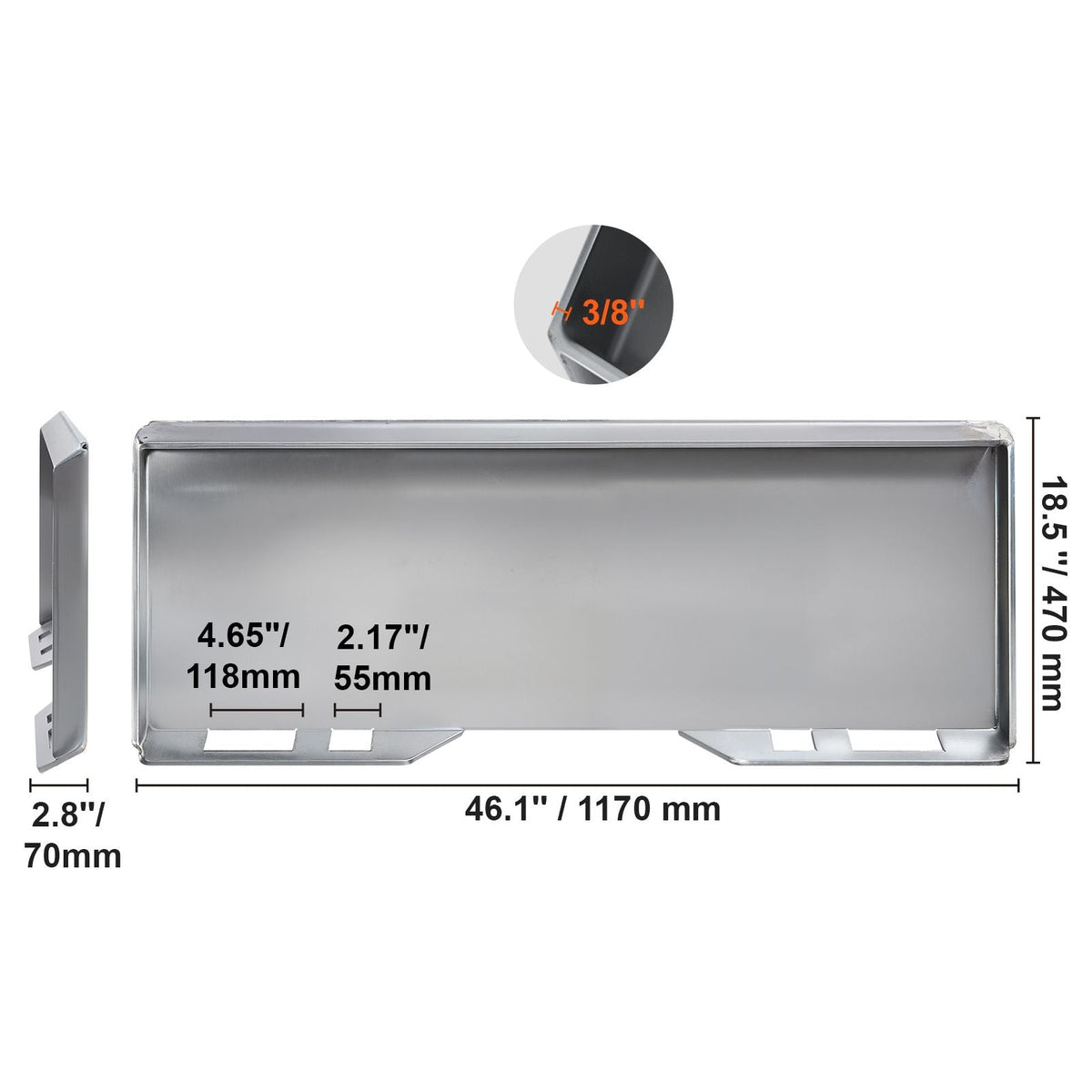 3/8" Skid Steer Attachment Plate, Universal Quick Attach Plate, Skid Steer Mount Plate, Quick Attachment Loader Plate Compatible with Deere, Kubota, Bobcat, Mahindra Skid Steers and Tractors
