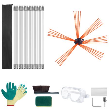 39 Feet Chimney Sweep Kit, w/ 12 Reinforced Nylon Flexible Rods, Ergonomic Chimney Cleaning Brush, 360-Degree Brush Chimney Cleaner, Rich Accessories for Fireplace Flue Home Use Fits most Pipes