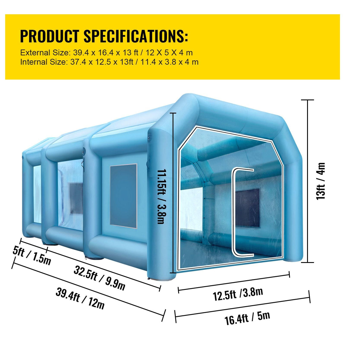 39.3x16.4x13.1Ft Inflatable Spray Booth Custom Tent Paint Booth Inflatable