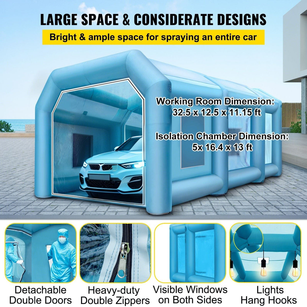 39.3x16.4x13.1Ft Inflatable Spray Booth Custom Tent Paint Booth Inflatable