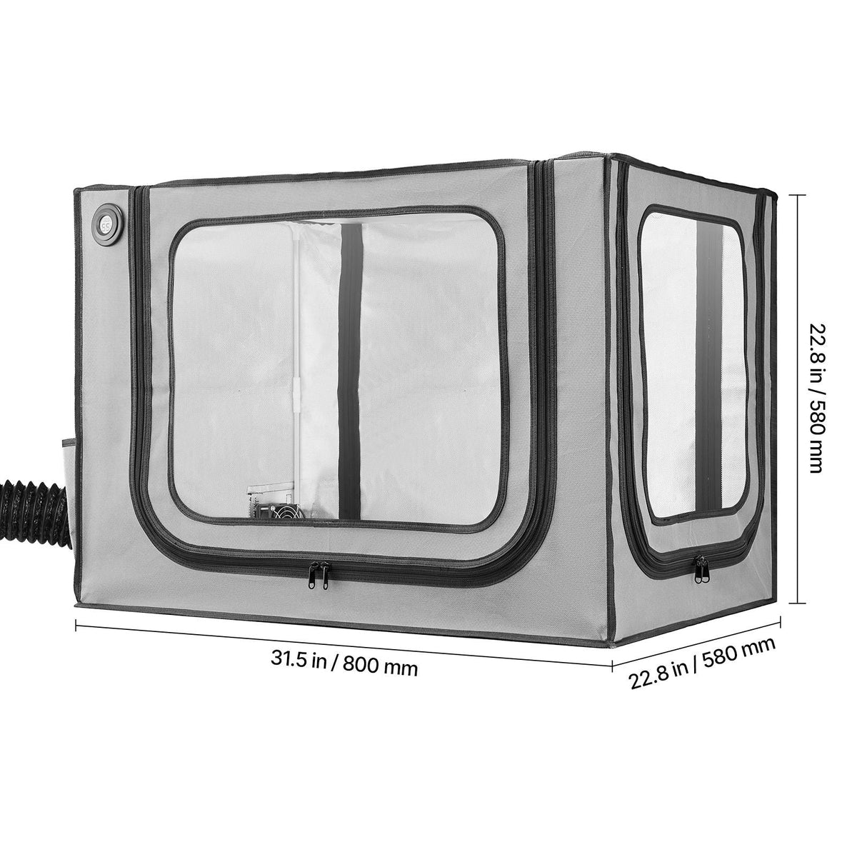 3D Printer Enclosure with Ventilation, Dustproof Waterproof Large Size 600D Oxford Cloth 3D Printer Tent, Constant Temperature Protective Case with LED, Designed for Bambu Lab A1 Combo, Grey