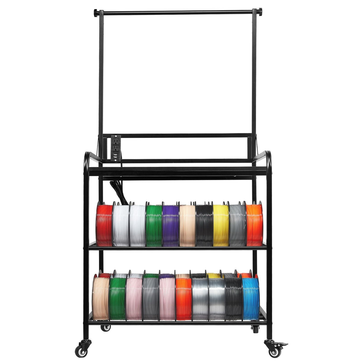 3D Printer Filament Storage Rack, 3-Tier 3D Printer Stand with Filament Storage, Spools Holder Racks Cart with Wheels, Filaments Organzied for 3D Printing Station, Office, Workshop (Shelf Only)