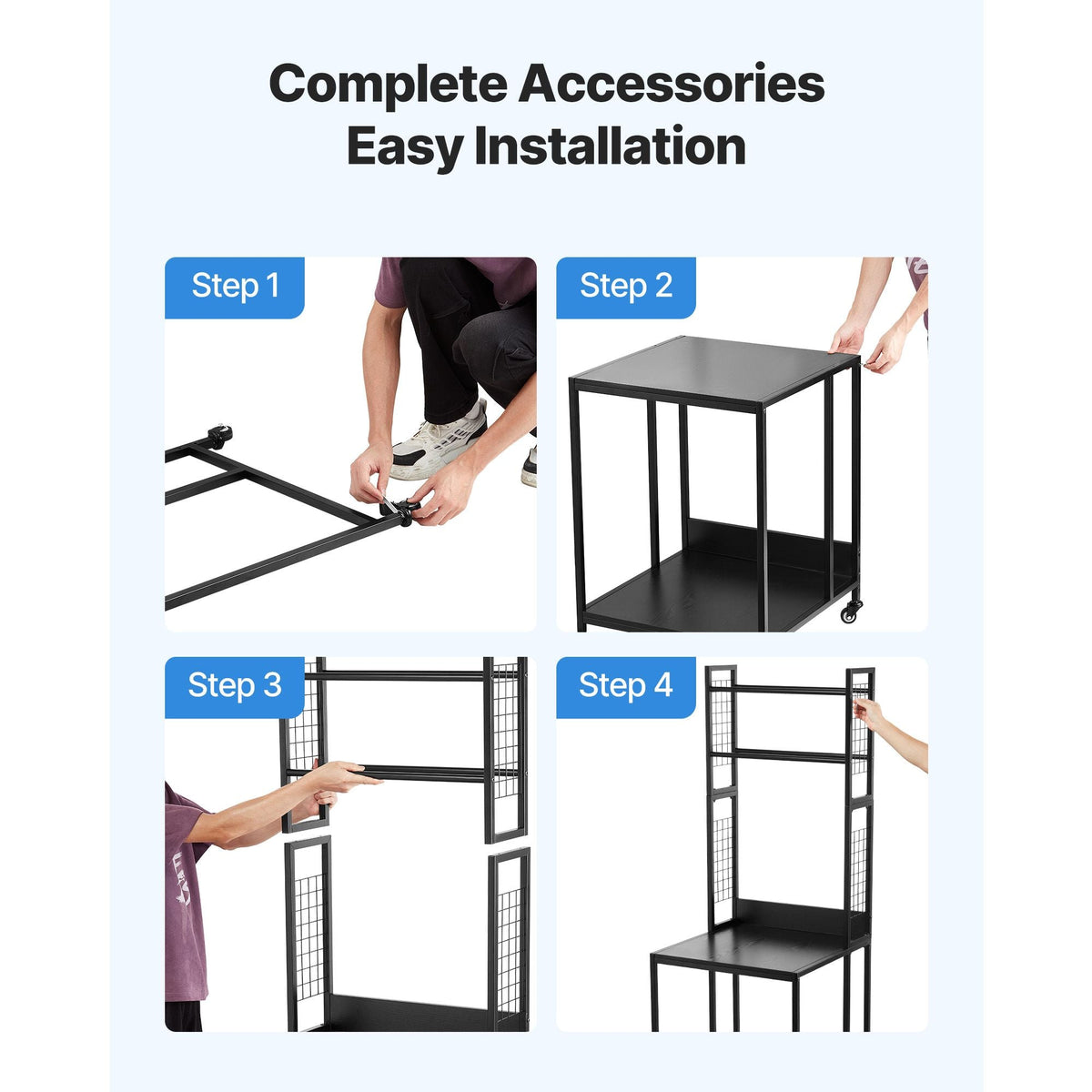 3D Printer Filament Storage Rack, 4-Tier 3D Printer Stand with Filament Storage, Spools Holder Racks Cart with Wheels, Filaments Organzied for 3D Printing Station, Office, Workshop (Shelf Only)
