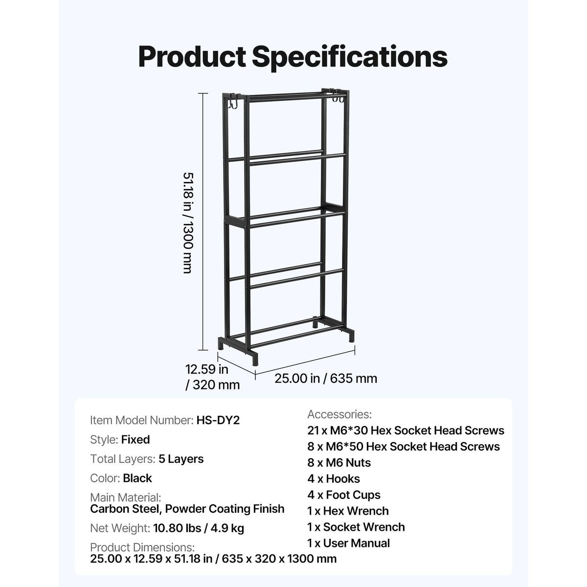 3D Printer Filament Storage Rack, 5 Tier Heavy Duty Storage Shelves for 3D Printing Filaments, Filament Spool Holders Racks for 3D Printing Studio, Home Studio, Office, Workshop (Shelf Only)