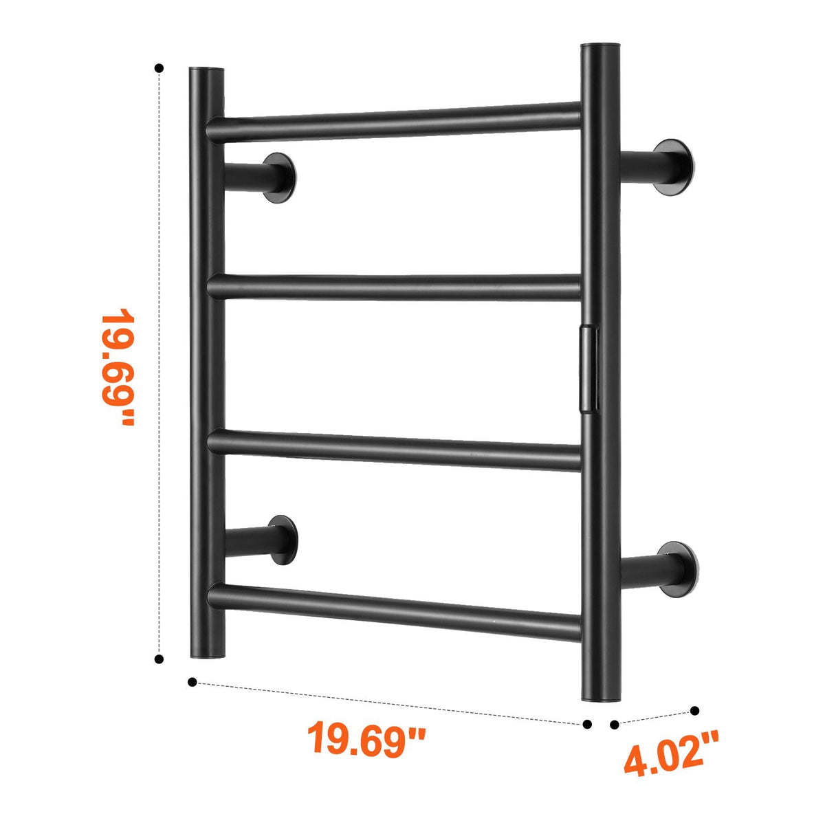 4 Bars Towel Warmer Rack, Wall Mounted Heated Towel Rack for Bathroom, IPX5 Waterpoof Towel Heater Rack with Timer & LED Display Screen, 5 Levels Adjustable Temperature Towel Heater, Black